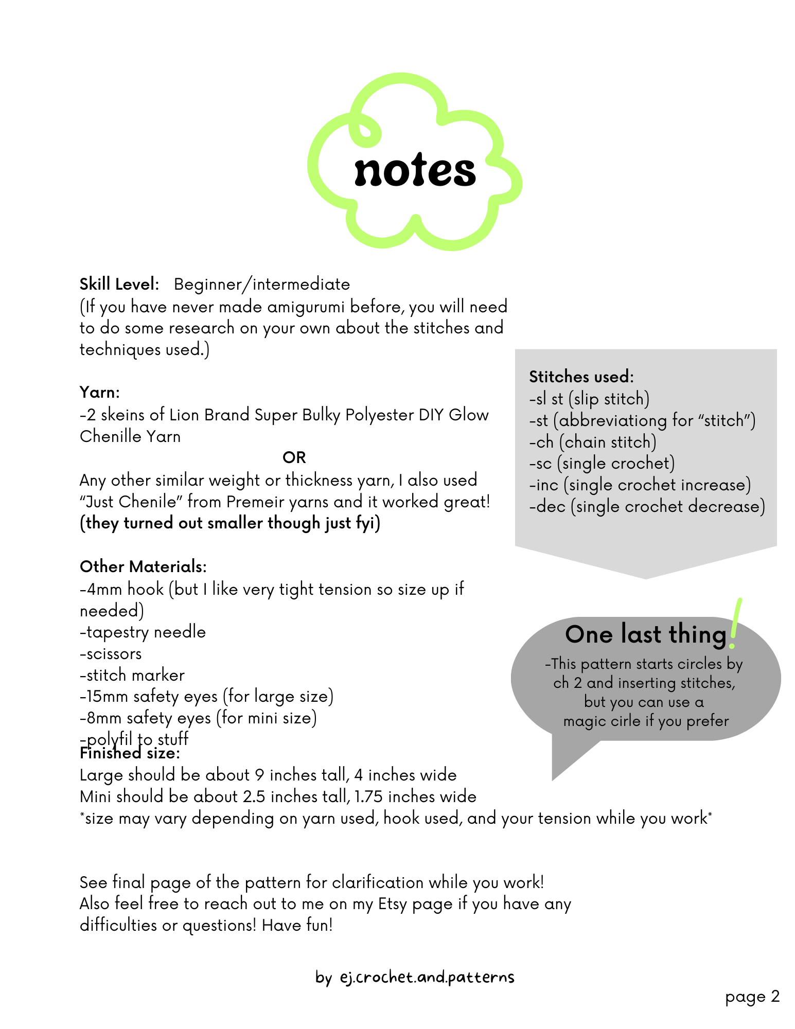 fresno nightcrawler (2 sizes) – pdf crochet pattern - Image 2