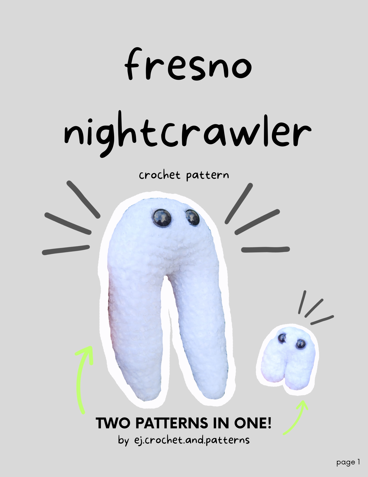 fresno nightcrawler (2 sizes) – pdf crochet pattern